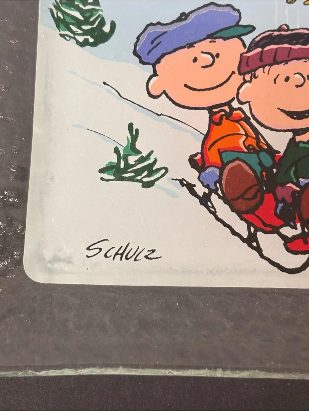 Vtg Charlie Brown Peanuts Christmas Winter Serving Platter Tray - Hallmark